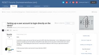 Setting up a user account to login directly on the WHS? - General ...