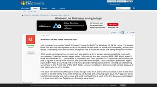 Windows Live Mail keeps asking to login - Windows 10 Forums