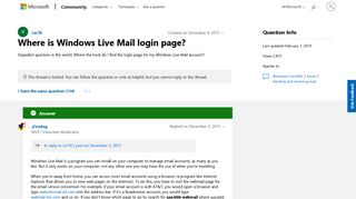 Where is Windows Live Mail login page? - Microsoft Community