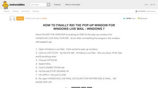 how to finally rid the pop-up window for windows live mail - Instructables