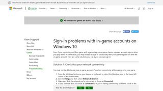 Sign-in problems with in-game accounts on Windows 10 - Xbox Support