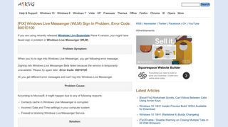 [FIX] Windows Live Messenger (WLM) Sign In Problem, Error Code ...