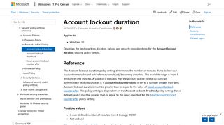 Account lockout duration (Windows 10) | Microsoft Docs