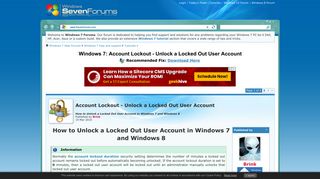 Account Lockout - Unlock a Locked Out User Account - Windows 7 ...