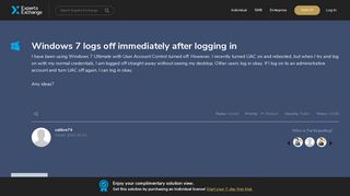 Windows 7 logs off immediately after logging in - Experts Exchange