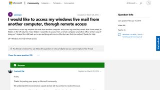 I would like to access my windows live mail from another computer ...