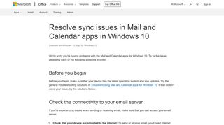 Resolve sync issues in Mail and Calendar apps in Windows 10 - Office ...