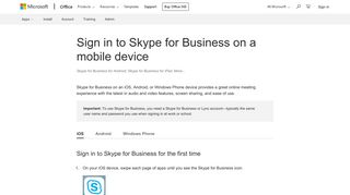 Sign in to Skype for Business on a mobile device - Office Support