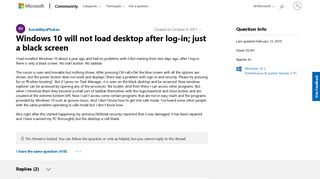 Windows 10 will not load desktop after log-in; just a black screen ...