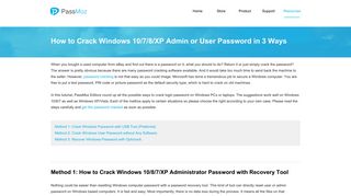 How to Crack Windows 10/7/8/XP Admin or User Password | PassMoz ...