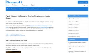 Fix: Windows 10 Password Box Not Showing up on Login ... - iSumsoft