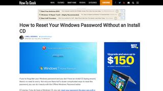 How to Reset Your Windows Password Without an Install CD