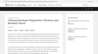 Unifying Developer Registration: Windows and Windows Phone ...