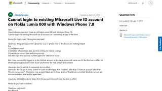 Cannot login to existing Microsoft Live ID account on Nokia Lumia ...