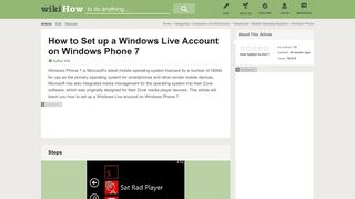 How to Set up a Windows Live Account on Windows Phone 7: 8 Steps