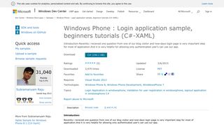 Windows Phone : Login application sample, beginners ... - Code - MSDN