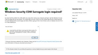 Windows Security COM Surrogate login required? - Microsoft Community