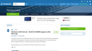 Windows 2003 Server - BLACK SCREEN appears after MS Logo ...
