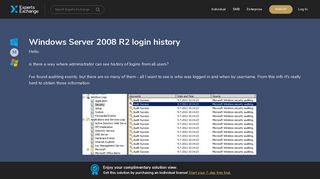 [SOLUTION] Windows Server 2008 R2 login history - Experts Exchange