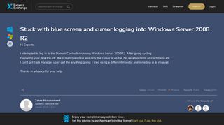 Stuck with blue screen and cursor logging into Windows Server 2008 R2