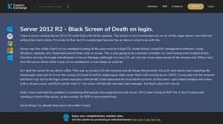 Server 2012 R2 - Black Screen of Death on login. - Experts Exchange