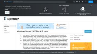 boot - Windows Server 2012 Black Screen - Super User