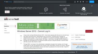 credentials - Windows Server 2012 - Cannot Log In - Server Fault