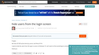 hide users from the login screen - Windows 10 - Spiceworks Community