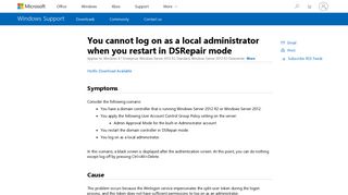 You cannot log on as a local administrator when you restart in ...