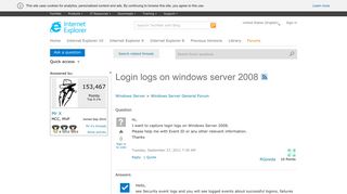 Login logs on windows server 2008 - Microsoft