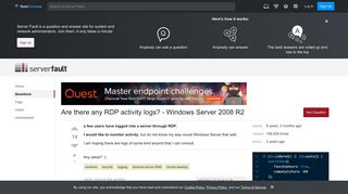 security - Are there any RDP activity logs? - Windows Server 2008 ...
