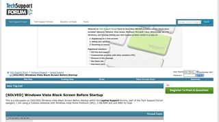 [SOLVED] Windows Vista Black Screen Before Startup - Tech Support ...