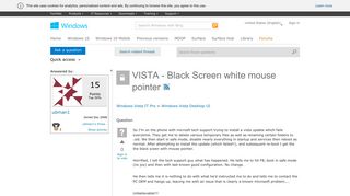 VISTA - Black Screen white mouse pointer - Microsoft