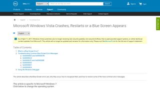 Microsoft Windows Vista Crashes, Restarts or a Blue Screen Appears ...