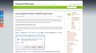 How to Bypass Windows 7/Vista/XP Login Screen | Password Recovery
