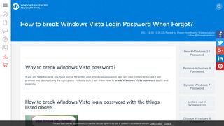 How to break Windows Vista Login Password When Forgot ?