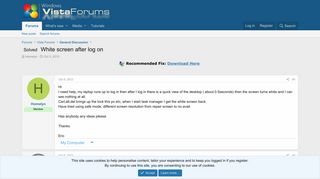 Solved - White screen after log on | Vista Forums