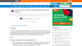 Voice Login System Using Microsoft Visual Studio - C# Corner