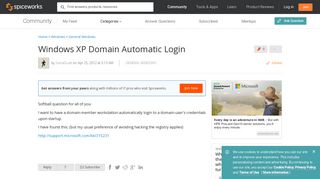 [SOLVED] Windows XP Domain Automatic Login - Windows Forum ...