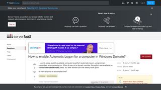 active directory - How to enable Automatic Logon for a computer in ...