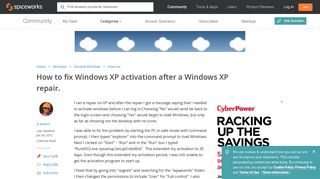 How to fix Windows XP activation after a repair - Spiceworks Community