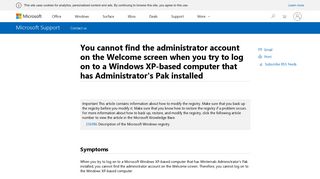 You cannot find the administrator account on the Welcome screen ...