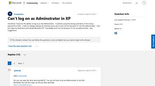 Can't log on as Adminstrator in XP - Microsoft Community