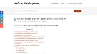 Fix Blue Screen of Death (BSoD) Errors in Windows XP