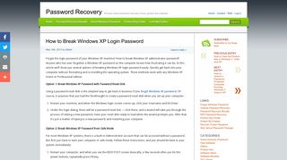How to Break Windows XP Login Password | Password Recovery