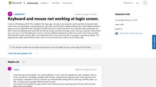 Keyboard and mouse not working at login screen. - Microsoft Community