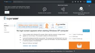 No login screen appears when starting Windows XP computer - Super User