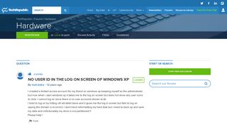 NO USER ID IN THE LOG ON SCREEN OF WINDOWS XP - TechRepublic