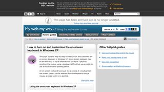 My Web My Way - Using the on-screen keyboard in Windows XP