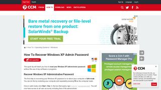 How To Recover Windows XP Admin Password - Ccm.net